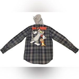 Tom and Jerry Mens Gray Long Sleeve Graphic Hoodie Size Small‎
